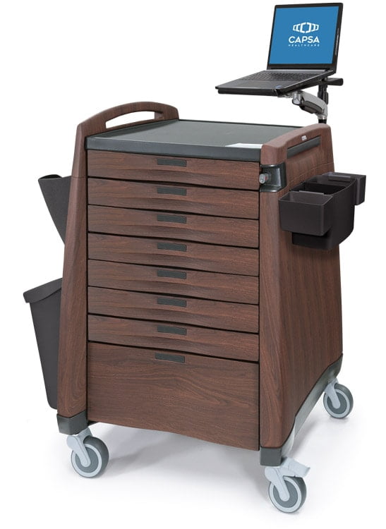 Avalo Woodblend Cherry UD Unit Dose Medication Cart with Accessories