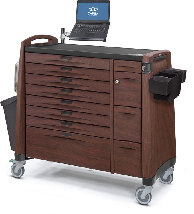 Avalo Woodblend APXL Cherry Auto Packaging Medication Cart with Accessories