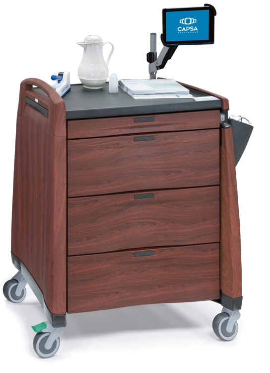 Avalo Woodblend PCL Cherry Punch Card Medication Cart with Accessories