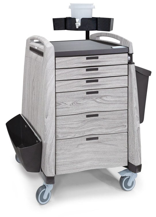 Avalo Woodblend Ash Medication Cart with Accessories
