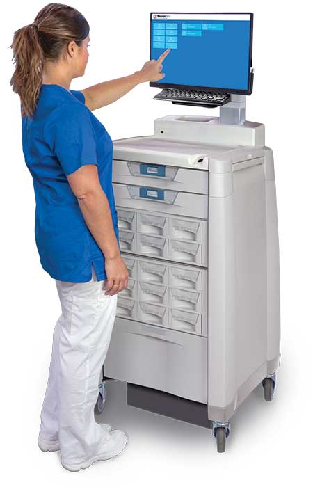 Nurse Using NexsysADC Automated Dispensing Cabinet