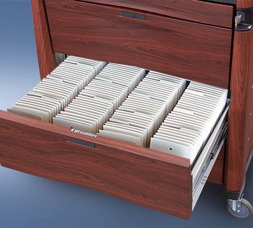 Avalo Woodblend Punch Card Medication Cart drawer